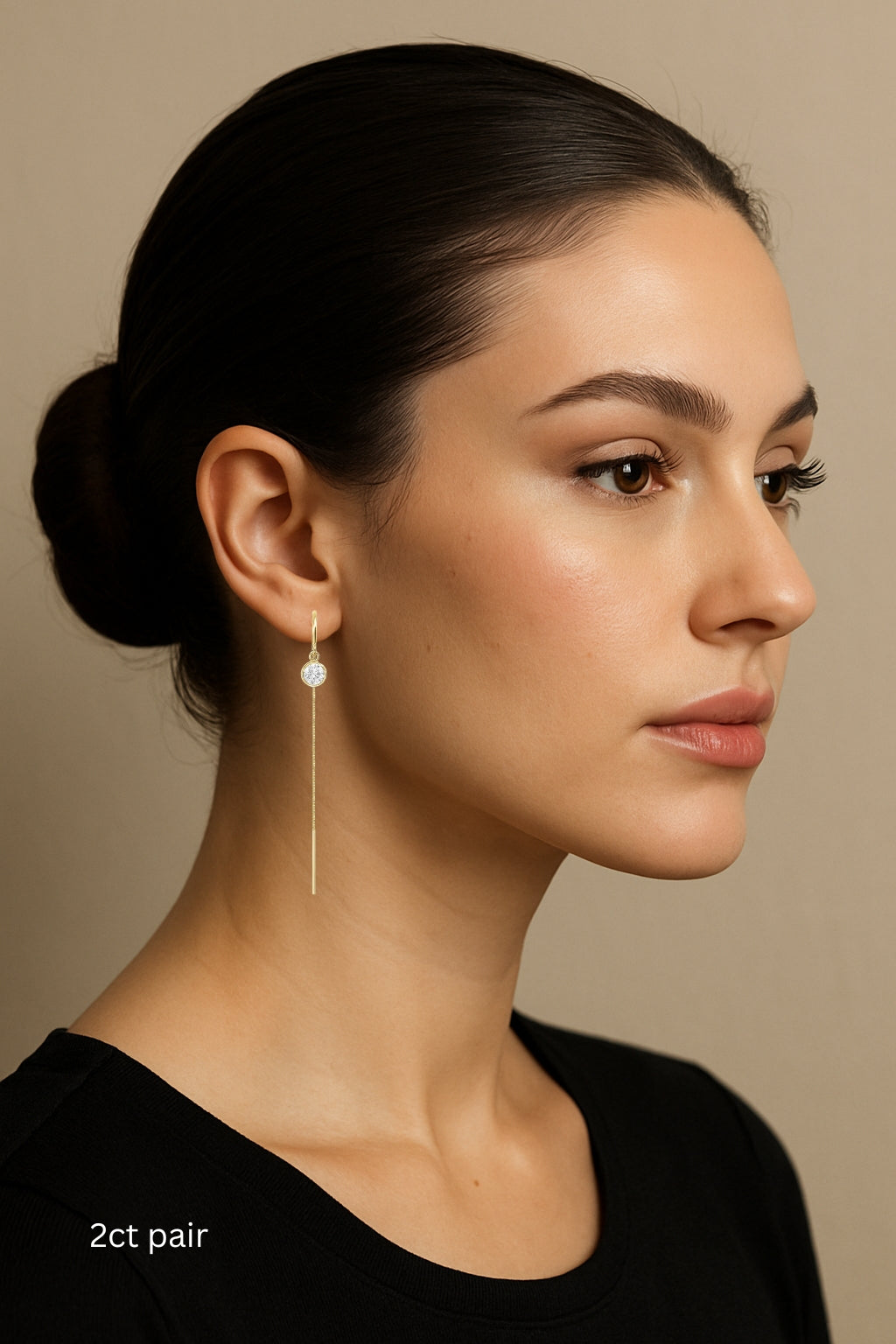 Diamond Bezel Threader Drops