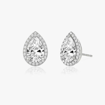 Pear Halo Stud